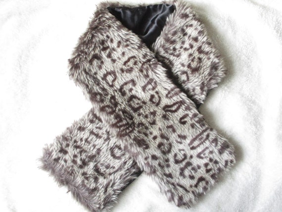 Vintage Faux Fur Leopard Print Scarf 1950's/60's … - image 2