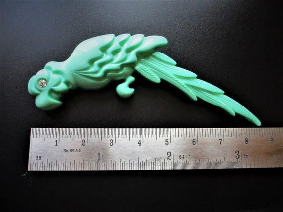 Vintage Mid 20th Century Green Parrot Brooch - image 8