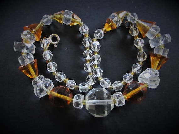 Vintage Art Deco Czech Glass Crystal Necklace 192… - image 6