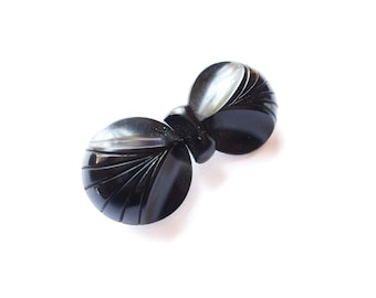 Antique Victorian French Jet Mourning Brooch