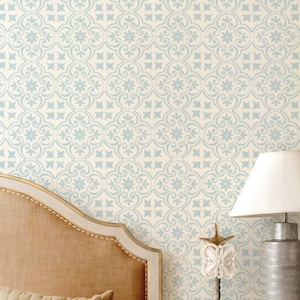 Papel pintado de azulejos mediterráneos / Papel pintado con estampado de azulejos / Baño costero y salpicadero de cocina marroquí / Autoadhesivo