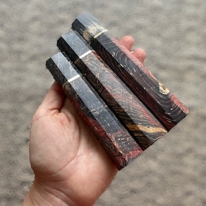 Custom octagonal japanese handle - Tokyo Night dark grey color - stabilized maple burl -  firm grip and comfortable use - 3 sizes available