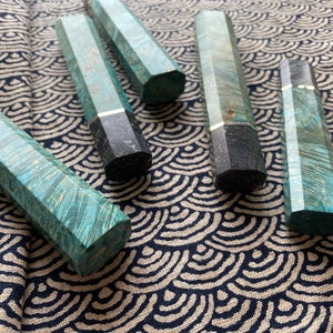 Custom octagonal Japanese handle - Okinawa reef emerald green - stabilized maple burl -  firm grip and comfortable use - 3 sizes available