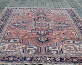EXCLUSIVE RUG, 91x135 inch,231x344 cm, Vintage Rug, Hand Made Rug, Heriz Rug,Muted Pastel Big Size Floor Rug, Wool Rug
