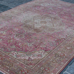 OUSHAK Rug,77x112 inch,197x286 cm,Vintage Rug, Hand Made Turkish Oushak Rug, Big Size Rug, Floor Rug, Wool Rug, Area Rug,Bohomian Rug