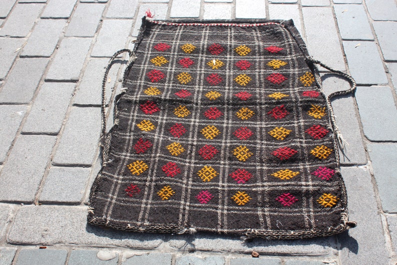 Anatolian Handwoven Bag Konya Kilim Bag, TURKISH NOMADIC CHUVAL,27x46 inch Vintage Embroidered Sack 70x117 cm Oriental Storage Sack