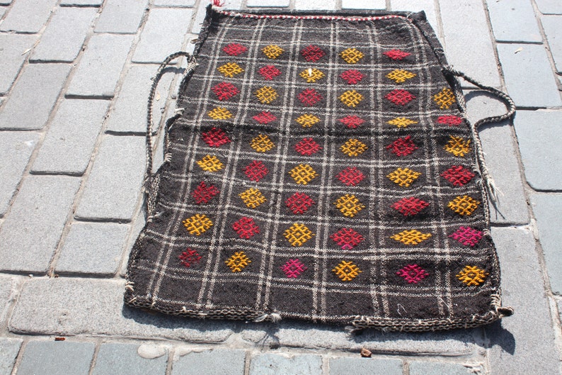 Anatolian Handwoven Bag Konya Kilim Bag, TURKISH NOMADIC CHUVAL,27x46 inch Vintage Embroidered Sack 70x117 cm Oriental Storage Sack