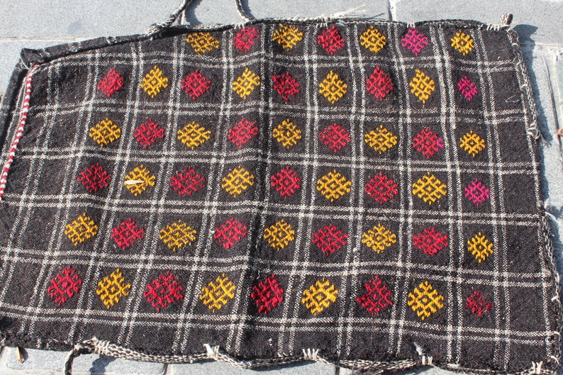 Anatolian Handwoven Bag Konya Kilim Bag, TURKISH NOMADIC CHUVAL,27x46 inch Vintage Embroidered Sack 70x117 cm Oriental Storage Sack