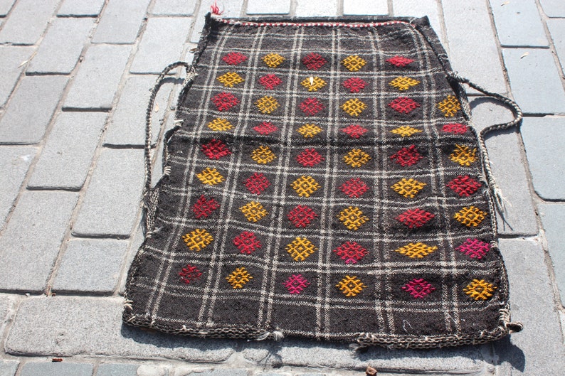 Anatolian Handwoven Bag Konya Kilim Bag, TURKISH NOMADIC CHUVAL,27x46 inch Vintage Embroidered Sack 70x117 cm Oriental Storage Sack