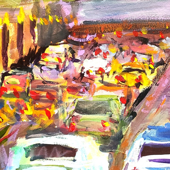 Traffic Jam Acrylic Painting on Watercolor Paper 22 X 15