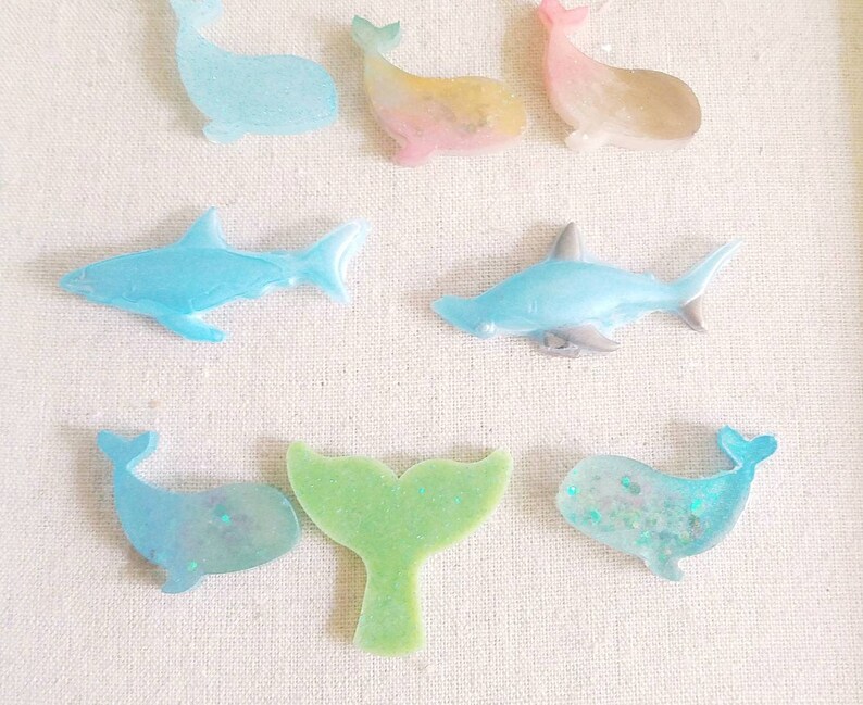 decoden Set 13 ocean theme glitter resin pieces|kawaii cabochon mix sea whale|glitter pendant|sea blue|magical|loot bag decoden ocean