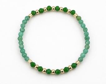 Stapelbares Edelstein Armband, zierlicher Kristall Schmuck, Gold gefüllte Perlen, stapelbares Armband für jeden Tag, Minimalistischer Schmuck