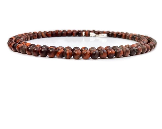 Red Tiger Eye Bead Necklace