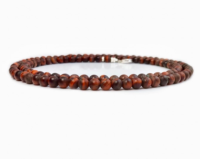 Red Tiger Eye Bead Necklace