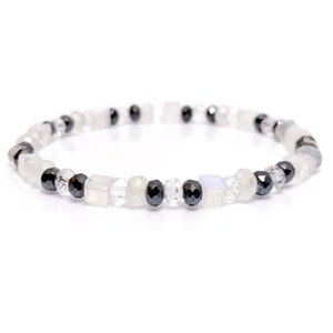 Men&#39;s Rainbow Moonstone Bracelet, Rainbow Moonstone Bead Bracelet, Rainbow Moonstone Bracelet