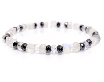 Rainbow Moonstone Mens Bracelet