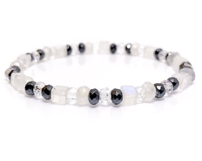 Rainbow Moonstone Mens Bracelet