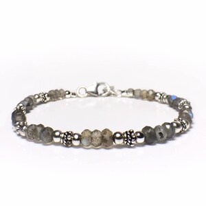 Women&#39;s Labradorite Bracelet, Labradorite Bead Bracelet, Labradorite Sterling Silver Bracelet, Labradorite Jewelry