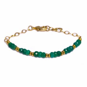 Genuine Emerald Bracelet, May Birthstone Bracelet, Gold Emerald Bracelet