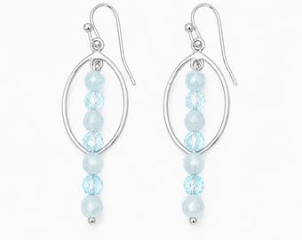 Edelstein Perlen Ohrringe, handgemachte Minimalist Edelstein Ohrringe, Perlen baumeln Ohrringe, Minimalist Edelstein Schmuck