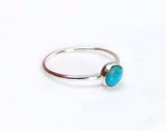 Turquoise Sterling Silver Ring, Silver Turquoise Ring, Silver Stacking Ring