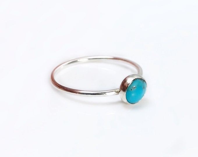 Turquoise Sterling Silver Ring, Silver Turquoise Ring, Silver Stacking Ring