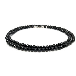 Men&#39;s Black Onyx Bead Necklace, Men&#39;s Black Bead Necklace, Black Onyx Jewelry, Women&#39;s Black Onyx Necklace