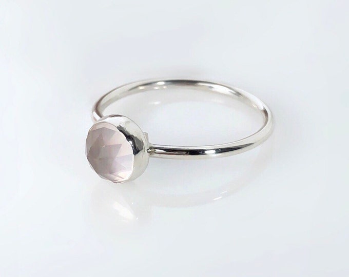 Rose Quartz Gemstone Ring, Rose Quartz Stacking Ring, Semiprecious Gemstone Stacking Rings