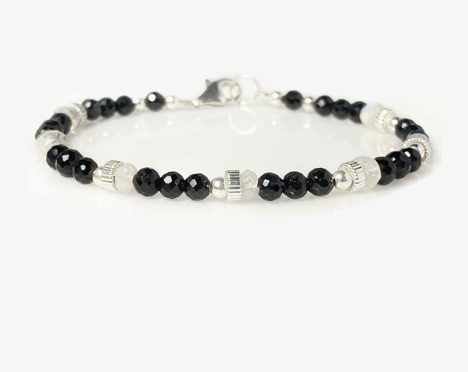Black Onyx Bracelet, Black Spinel Bracelet, Black Tourmaline Bracelet