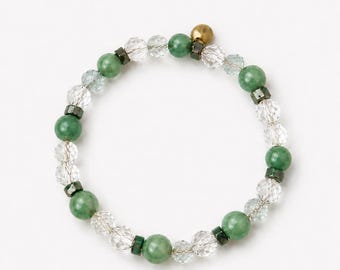 Aventurine Aquamarine Jasper Quartz Gemstone Bracelet, Mixed Green Crystal Jewelry