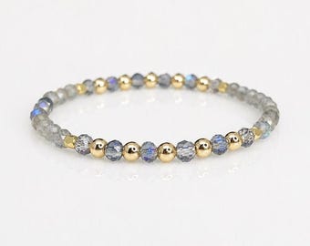 Labradorite Stackable Bracelet, Gemstone Bracelet, 14k gold filled beads