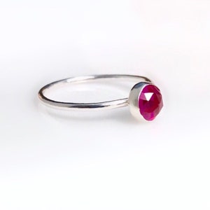 Sterling Silver Ruby Ring, Genuine Ruby Ring, Silver Ruby Ring, Silver Stacking Ring