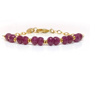 Ruby Birthstone Bracelet, Ruby Bead Bracelet For Women, Ruby Jewelry For Women