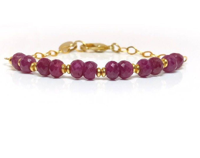 Ruby Bead & Chain Bracelet