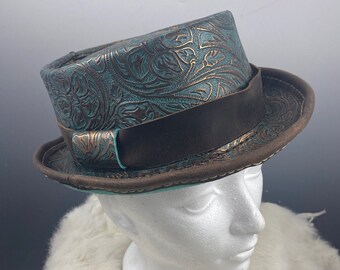 Green and bronze pork pie hat