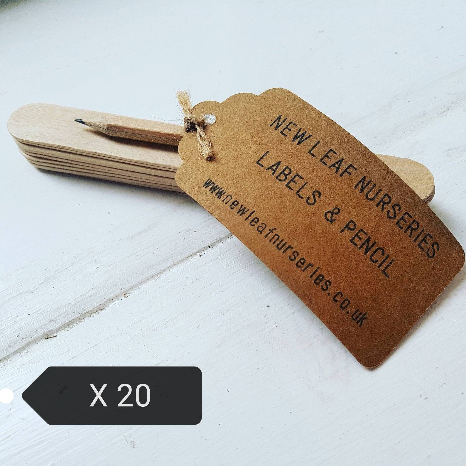 20 etiquetas de plantas de madera y un lápiz de madera con | Etsy
