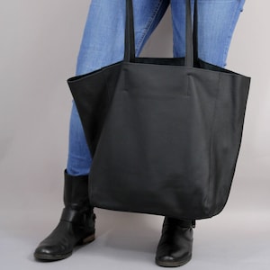 BLACK Shoulder bag, Large learher bag,  Black Slouchy Tote, Black Handbag for Women,  Soft Leather Bag, Every Day Bag, Women leather bag,