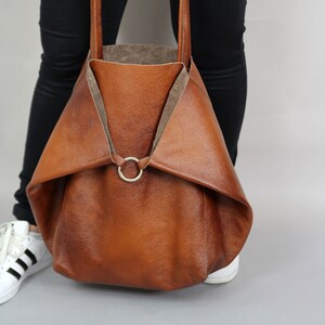 LARGE OVERSIZED TOTE bag, Brown Slouchy Tote, Brown Handbag for Women, Soft Leather Bag, Every Day Bag, Women leather bag image 1