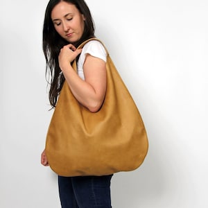 Bolso HOBO de piel marrón, bolso de mano marrón camel para mujer, bolso de piel marrón claro, bolso de piel suave, bolso de diario, bolso marrón para mujer