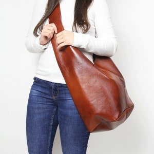 Brown BOHO bag, Brown slouchy hobo, LEATHER HIPPIE bag, Leather crossbody bag, Soft Leather Bag, Every Day Bag, Women hobo bag image 1