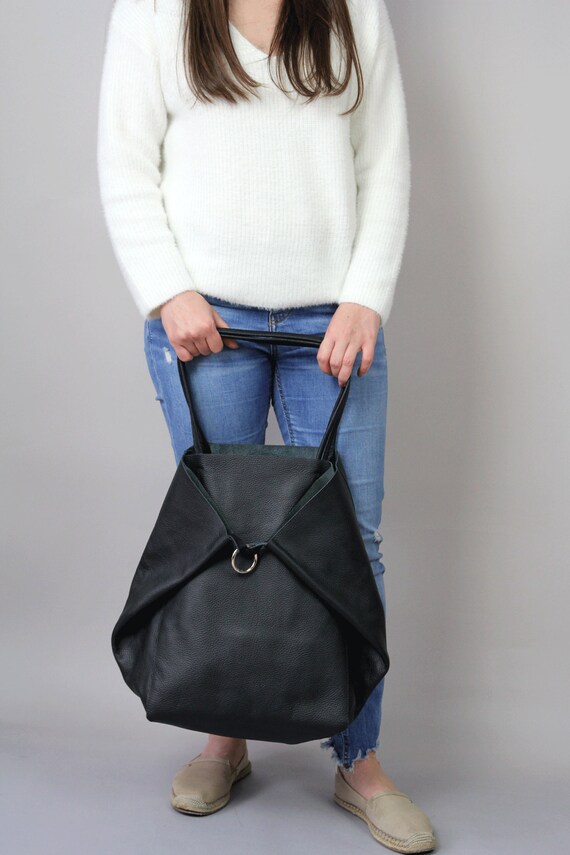 LARGE LEATHER TOTE Shoulder Bag Black Slouchy Tote Black Handbag for Women Soft Leather Bag Every Day Bag Women Leather Bag Etsy