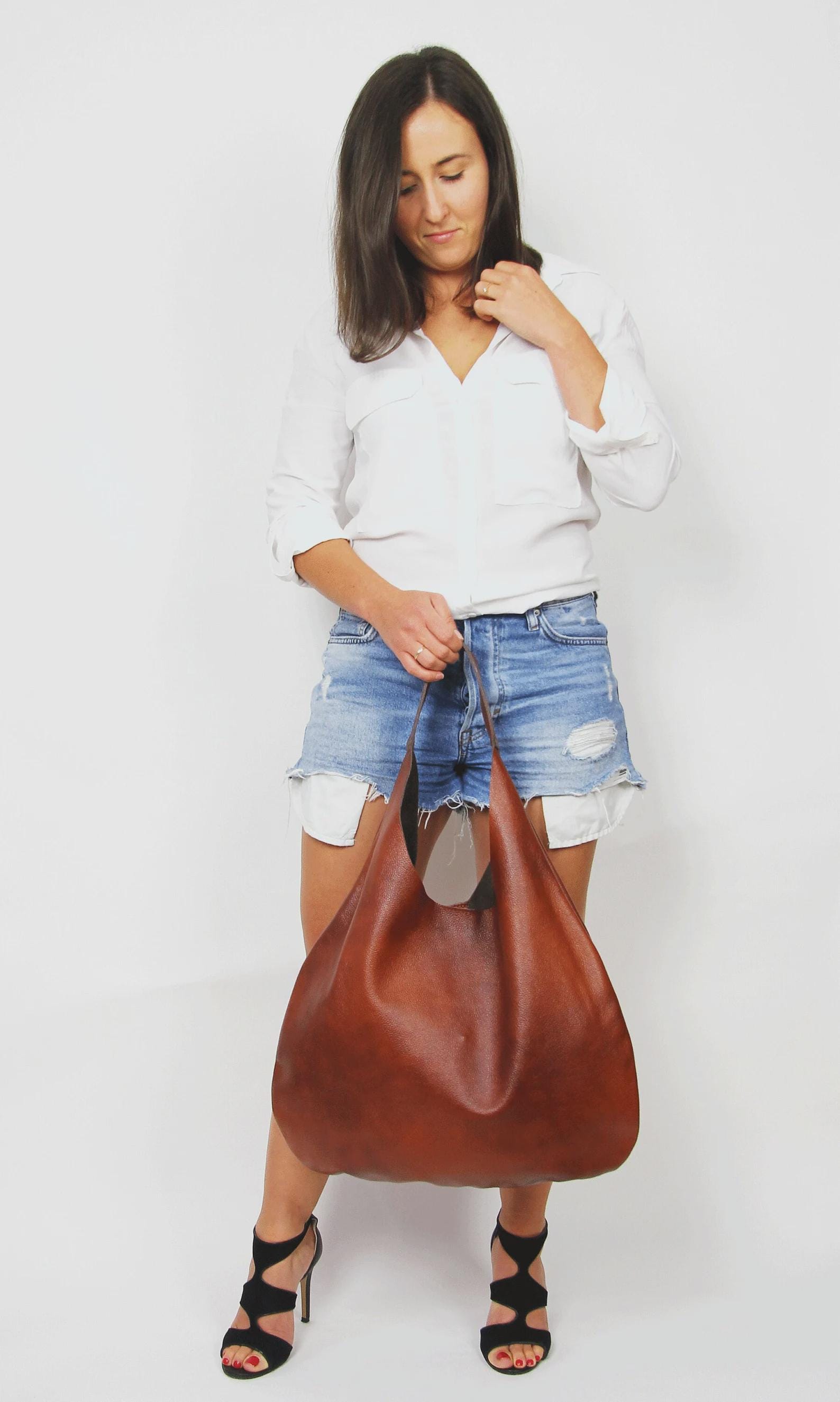 Bolsas De Mano Holgadas Para Mujer, Bolso De Mano Retro De Piel