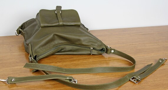 Multi Way Rucksack Hobo Bag Olive Leather Shoulder Bag Green Convertible Backpack Brown Backpack Leather Rucksack Etsy Ireland