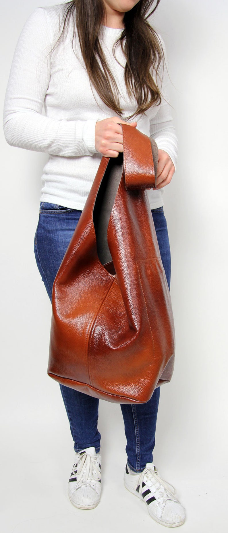 Brown BOHO bag, Brown slouchy hobo, LEATHER HIPPIE bag, Leather crossbody bag, Soft Leather Bag, Every Day Bag, Women hobo bag image 3