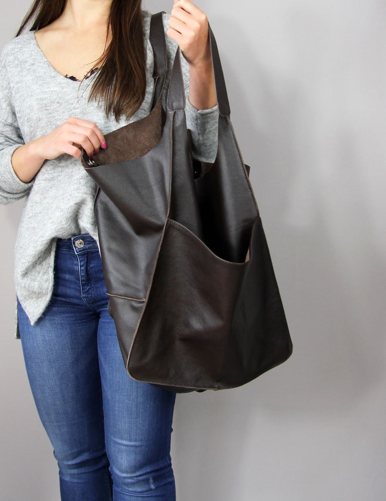 Soft Leather Bag Brown  Handbag Hobo Bag no1 Designer Handbag Shoulder Hobo Bag Foldover Bag Large Shoulder Bag Designer Handbag