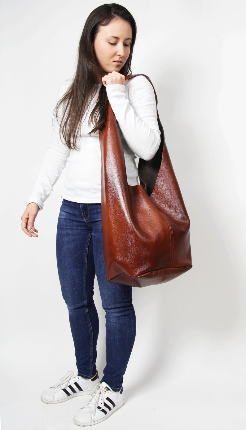 Brown BOHO bag, Brown slouchy hobo, LEATHER HIPPIE bag, Leather crossbody bag, Soft Leather Bag, Every Day Bag, Women hobo bag image 2