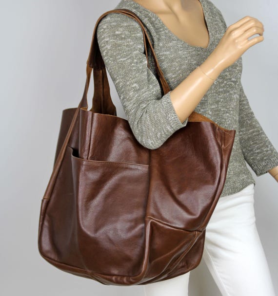 Hycurey Borsa Oversize Donna In Pelle PU - Pochette Grande E Borsetta Da Sera, Marrone, Dimensioni 27x20 Cm