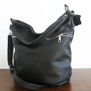 SCHWARZES LEDER HOBO Tasche, Sale -20%, Crossbody Bag - Jeden Tag Ledertasche, Schultertasche, Slouchy Leder Hobo, Naturledertasche, Hobo Bag
