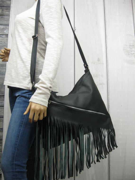 Black Leather Bag With Tassels and Metal Lion Head, Leather Crossbody Purse  With Lion Head - Etsy