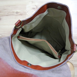 Leather Convertible Bag, Brown Leather Backpack Large Crossbody Bag, Cognac Leather Travel Bag Cognac Weekender Women's handbag Leather bag image 10